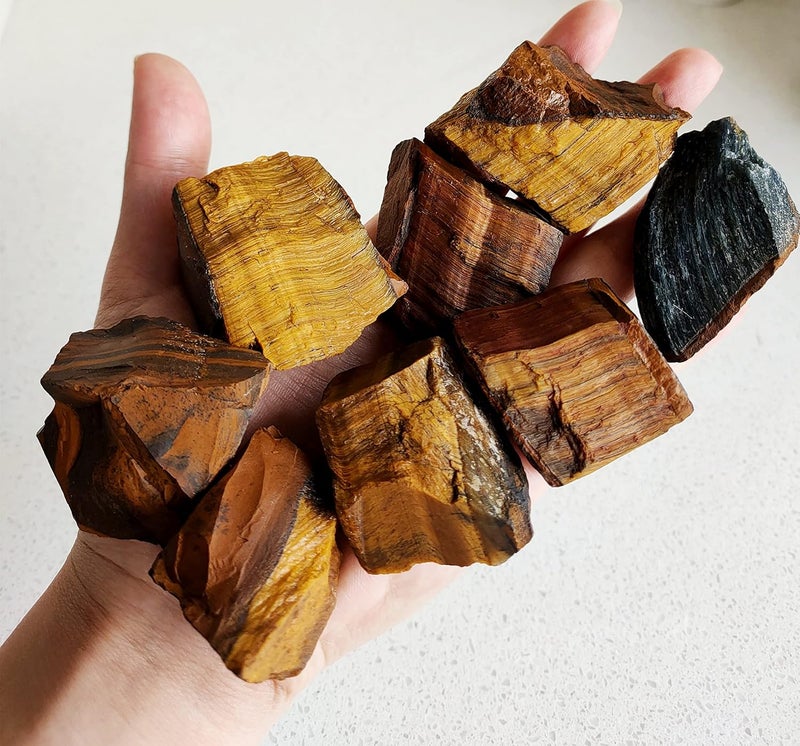Luckeeper 2 lb Rough Crystals Bulk Raw Tiger Eye Healing Stones for Tumbling, Wire Wrapping, Wicca Reiki,Meditation - Image 1